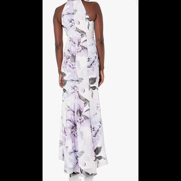 Calvin Klein Purple and White Halter Maxi Gown for Weddings - Picture 2 of 11